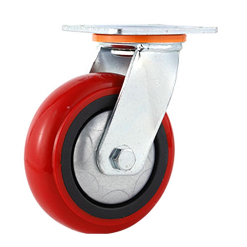 Heavy Duty Casters Maroon PU Round Tread